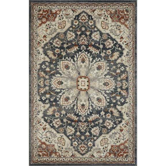 Loomaknoti Malanie Charler 5' x 7' Blue Oriental Indoor Area Rug