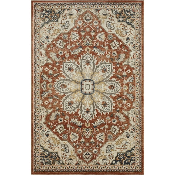 Loomaknoti Malanie Charler 5' x 7' Red Oriental Indoor Area Rug