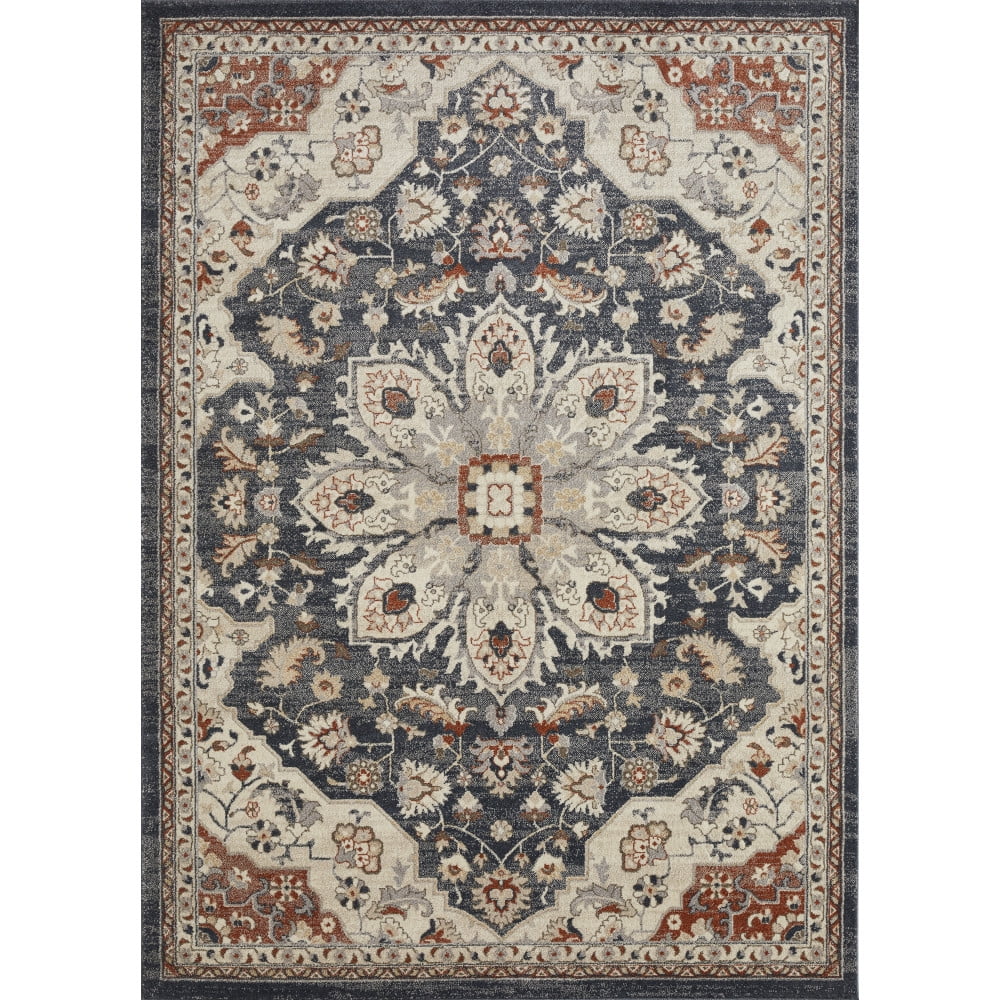 Loomaknoti Malanie Charler 9' x 12' Blue Oriental Indoor Polypropylene Area Rug
