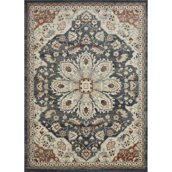 Loomaknoti Malanie Charler 9' x 12' Blue Oriental Indoor Polypropylene Area Rug