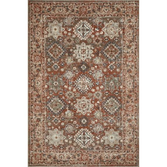 Loomaknoti Malanie Cortni 5' x 7' Red Oriental Indoor Area Rug