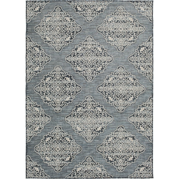 Loomaknoti Melbourne Devora 8' x 10' Geometric Indoor/Outdoor Area Rug , Blue