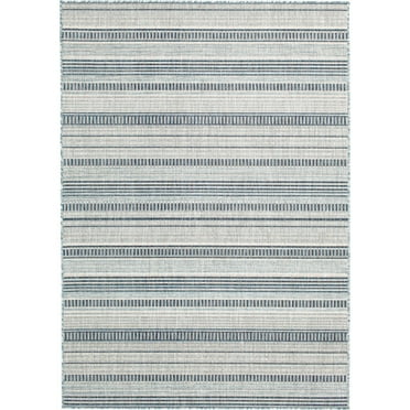 Loomaknoti Melbourne Drac 5' x 7' Striped Indoor/Outdoor Area Rug , White