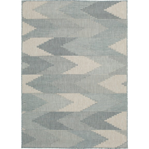 Loomaknoti Melbourne Thistle 5' x 7' Chevron Indoor/Outdoor Area Rug , Blue