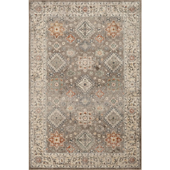Loomaknoti Mendez Alarikah 5' x 7' Beige Oriental Indoor Area Rug