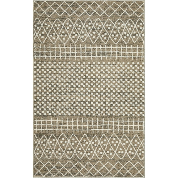 Loomaknoti Ohanzah Osinda 3' x 5' BEIGE Geometric Indoor Accent Rug