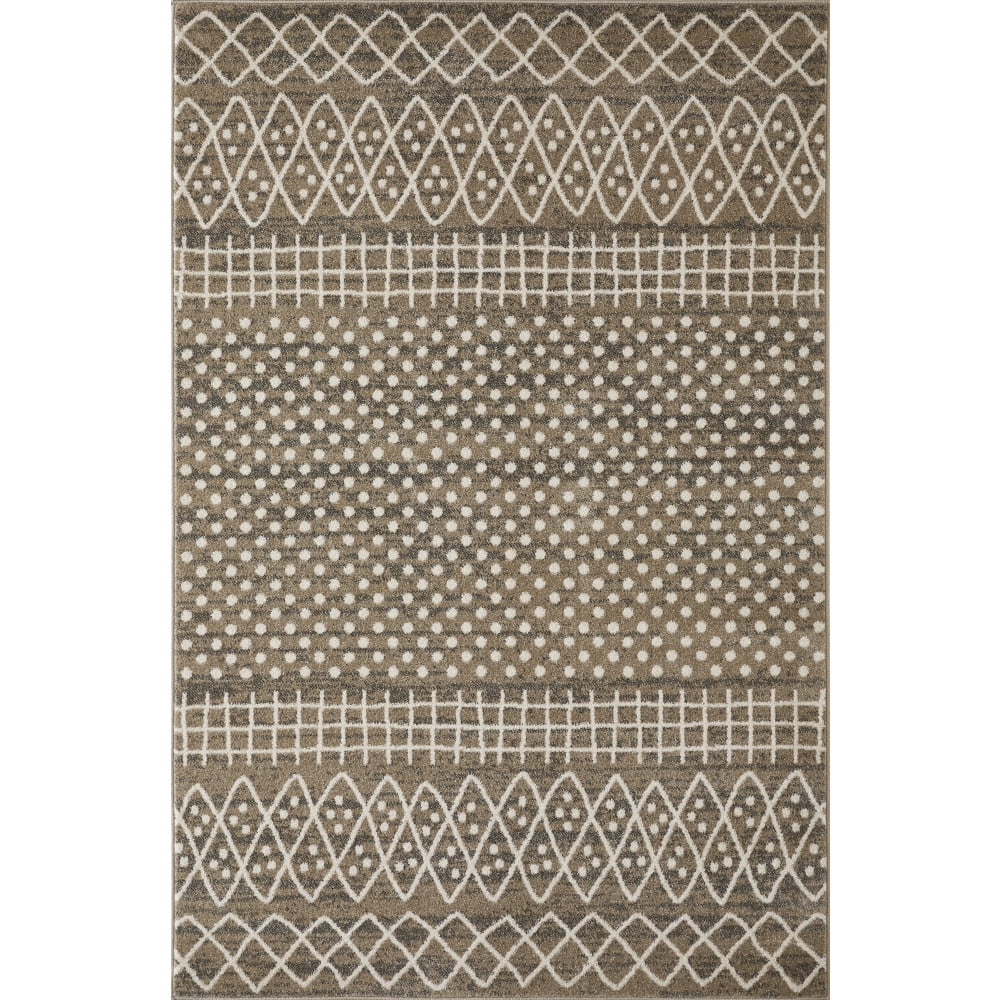 Loomaknoti Ohanzah Osinda 5' x 7' Beige Geometric Indoor Polypropylene Area Rug