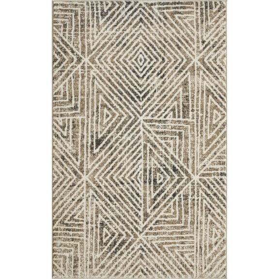 Loomaknoti Ohanzah Oslorn 3' x 5' Beige Geometric Indoor Accent Rug