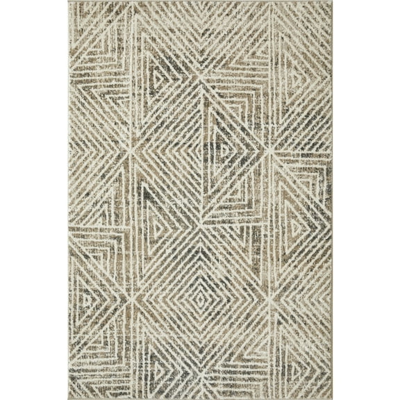 Loomaknoti Ohanzah Oslorn 4' x 6' Beige Geometric Indoor Area Rug