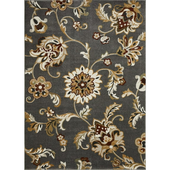 Loomaknoti Ohanzah Ostorn 9' x 12' Gray Floral Indoor Area Rug