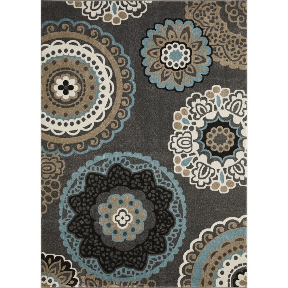 Loomaknoti Ohanzah Ovena 6' x 9' Blue Medallion Indoor Area Rug