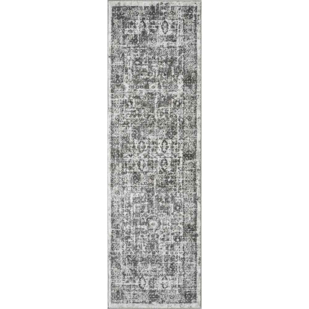 Loomaknoti Rhane Aberd 2' x 7' Gray Oriental Indoor Polypropylene runner rug