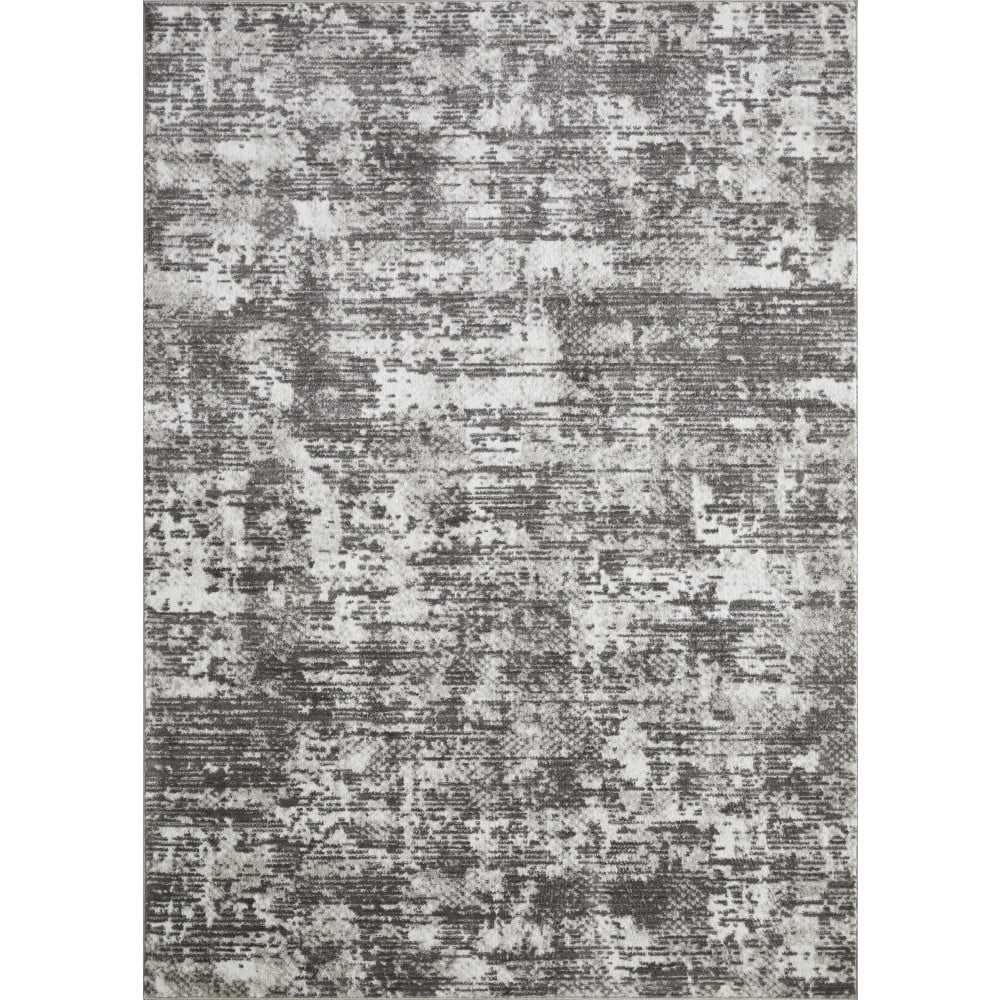 Gray Abstract Washable 6' x 9' Synthetic Area Rug