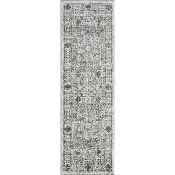 Loomaknoti Rhane Aleckan 2' x 7' Gray Oriental Indoor Runner Rug