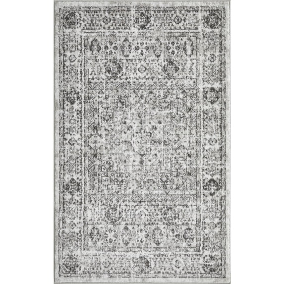 Loomaknoti Rhane Aleckan 3' x 5' Gray Oriental Polypropylene Indoor Accent Rug