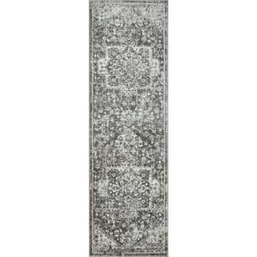 Loomaknoti Rhane Alemern 2' x 7' Dark Grey Oriental Indoor Polypropylene Runner Rug