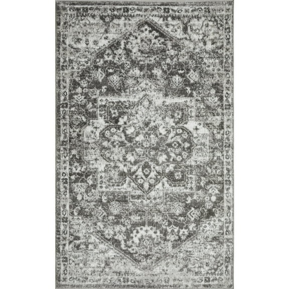 Loomaknoti Rhane Alemern 3' x 5' Gray Oriental Indoor Accent Rug