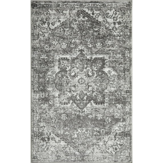 Loomaknoti Rhane Alemern 3' x 5' Light Grey Oriental Indoor Accent Rug