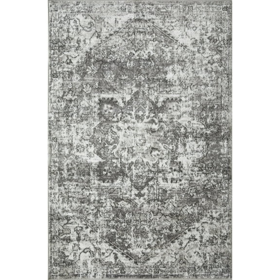 Loomaknoti Rhane Alemern 4' x 6' Gray Oriental Indoor Area Rug