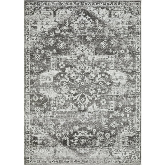 Loomaknoti Rhane Alemern 5' x 7' Dark Grey Oriental Indoor Area Rug