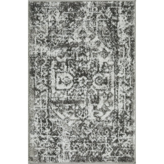 Loomaknoti Rhane Allory 2' x 3' Dark Grey Oriental Indoor Accent Rug