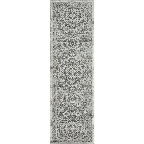 Loomaknoti Rhane Alreka 2' x 7' Gray Oriental Indoor Runner Rug