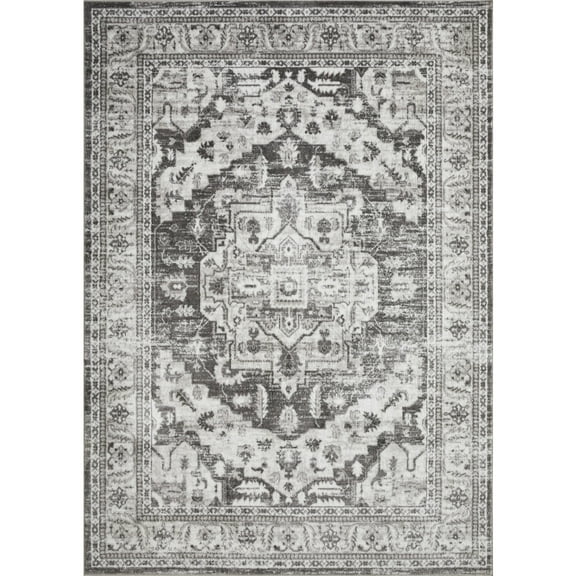 Loomaknoti Rhane Alvner 9' x 12' Dark Grey Oriental Indoor  polypropylene Area Rug