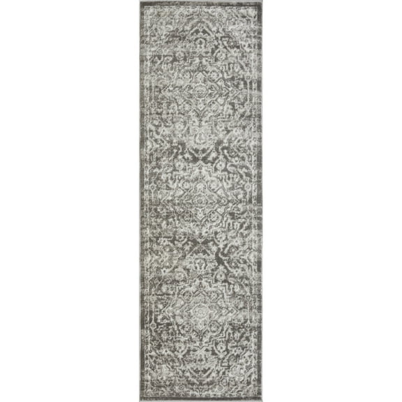 Loomaknoti Rhane Valeina 2 x 7 Gray Oriental Indoor Runner Rug