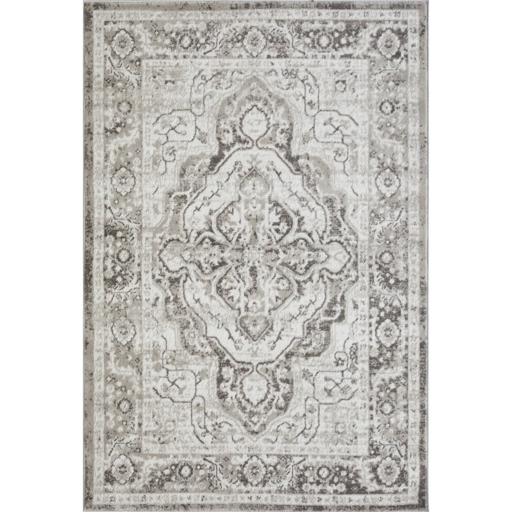 Loomaknoti Rhane Valok 4' x 6' Gray Oriental Indoor Polypropylene Area Rug