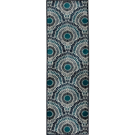 Loomaknoti Terrace Tropic Ferley 2' x 7' Abstract Indoor/Outdoor Runner Rug , Blue/Green