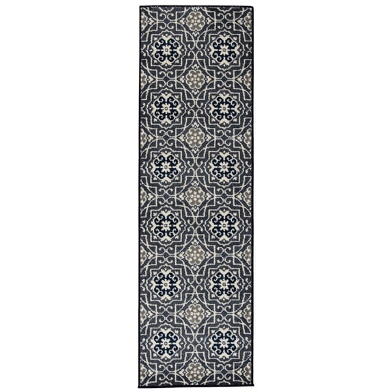 Loomaknoti Tecopa Kidore 2' x 7' Blue Geometric Outdoor Runner Rug