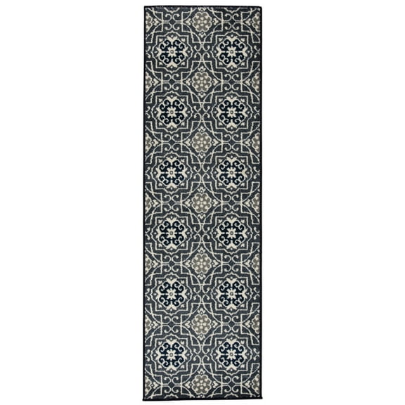 Loomaknoti Tecopa Kidore 2' x 7' Blue Geometric Outdoor Runner Rug