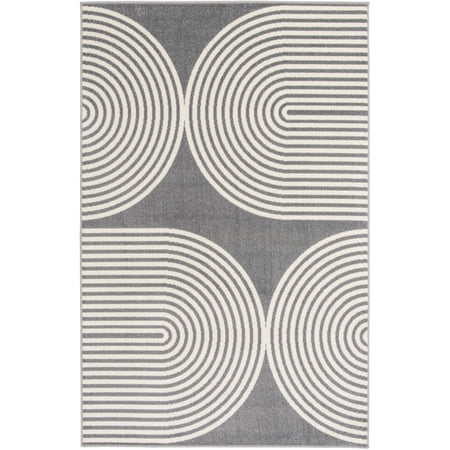 Loomaknoti Tecopa Milburm 2' x 7' Grey Geometric Outdoor Runner Rug