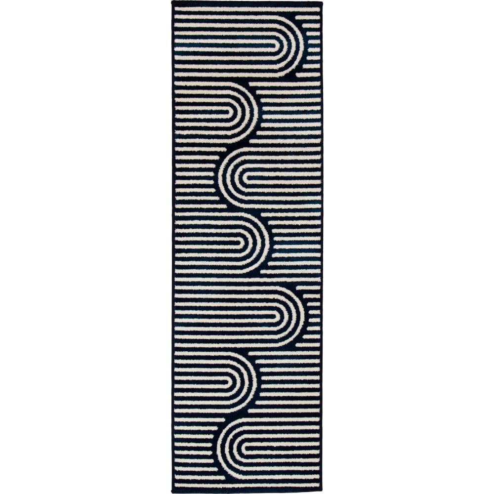 Loomaknoti Tecopa Sedvick 2' x 7' Blue Geometric Outdoor Runner Rug