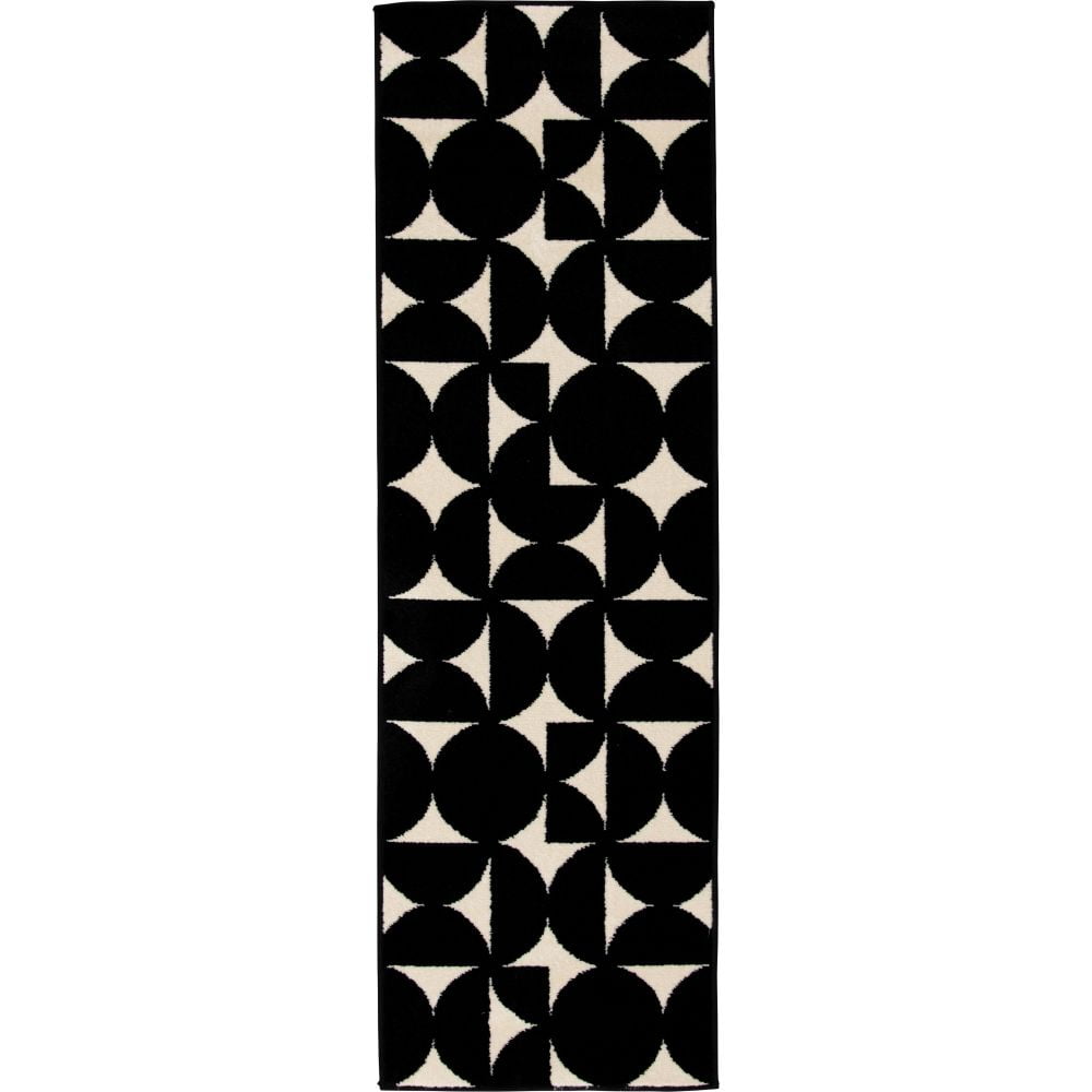 Loomaknoti Tecopa Sevella 2' x 7' Black Geometric Outdoor Runner Rug
