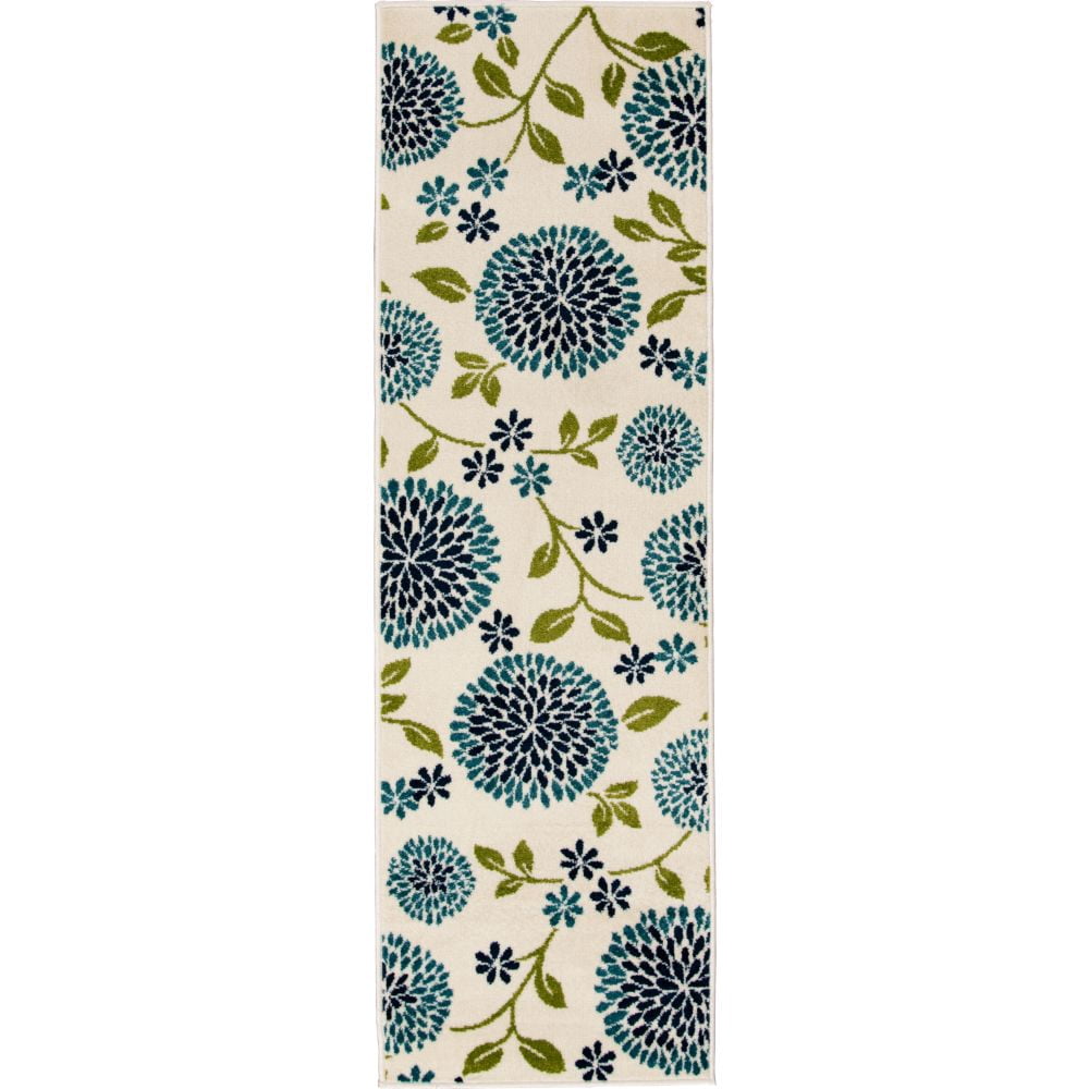 Loomaknoti Tecopa Tenavon 2' x 7' Ivory Floral Outdoor Runner Rug