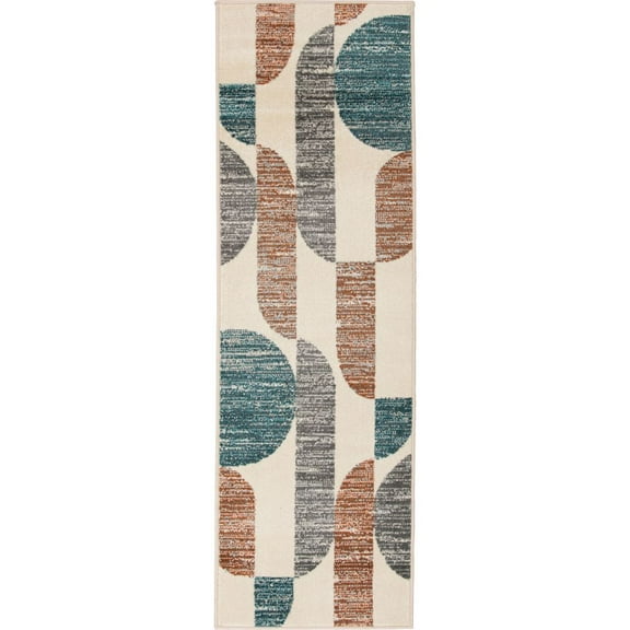 Loomaknoti Tecopa Trayza 2' x 7' Ivory Geometric Outdoor Runner Rug