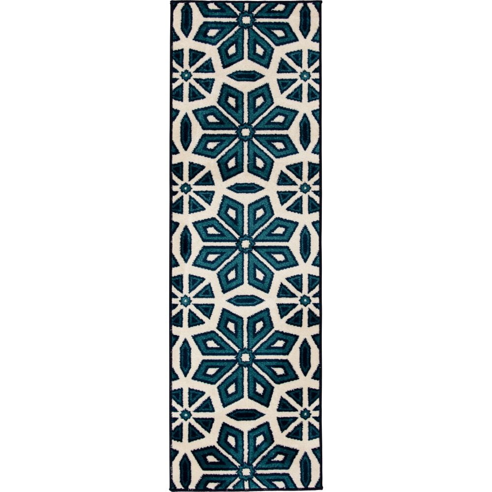 Loomaknoti Tecopa Vensley 2' x 7' Blue Geometric Outdoor Runner Rug