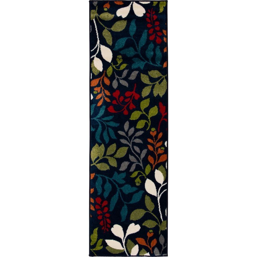 Loomaknoti Tecopa Verinda 2' x 7' Blue Floral Outdoor Runner Rug