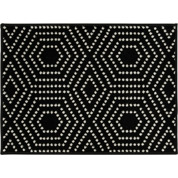Loomaknoti Terrace Tropic 084 Valeria 9'10" x 12'10" Geometric Indoor/Outdoor Area Rug , Black/White