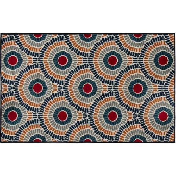Loomaknoti Terrace Tropic Ferley 4' x 6' Abstract Indoor/Outdoor Area Rug , Blue/Red