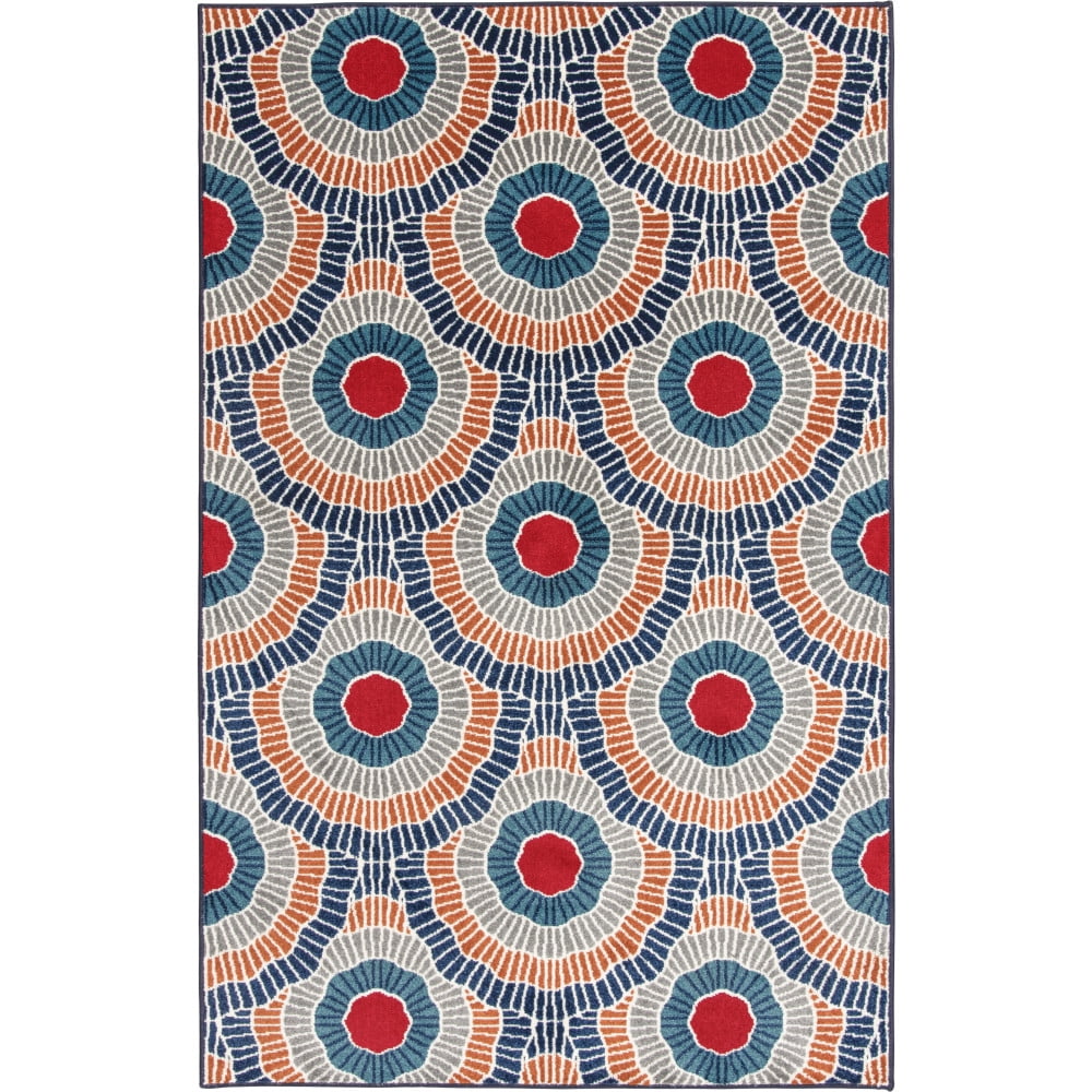 Loomaknoti Terrace Tropic Ferley 8' x 10' Abstract Indoor/Outdoor Area Rug , Blue/Red
