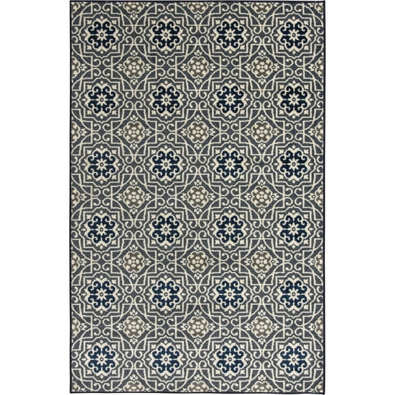 Loomaknoti Terrace Tropic Kidore 5' x 7' Geometric Indoor/Outdoor Area Rug , Blue/White