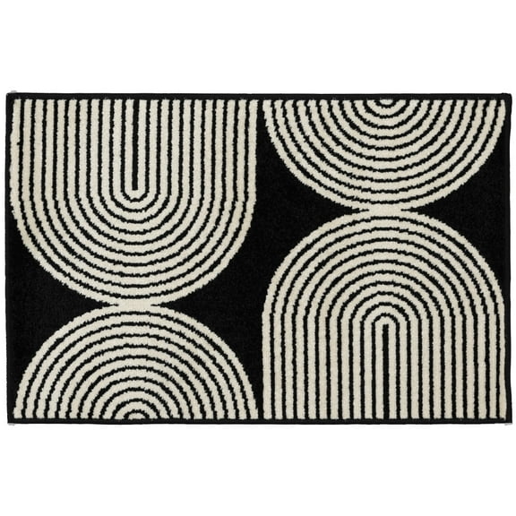 Loomaknoti Terrace Tropic Milburm 2' x 3' Geometric Indoor/Outdoor Runner Rug , Black/White