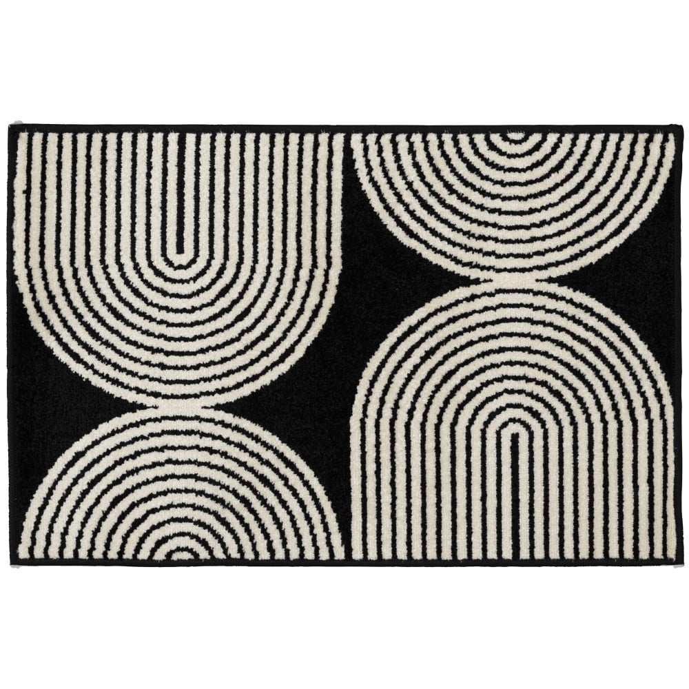 Loomaknoti Terrace Tropic Milburm 3' x 5' Geometric Indoor/Outdoor Accent Rug , Black/White