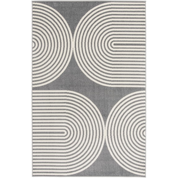 Loomaknoti Terrace Tropic Milburm 5' x 7' Geometric Indoor/Outdoor Area Rug , Gray/White