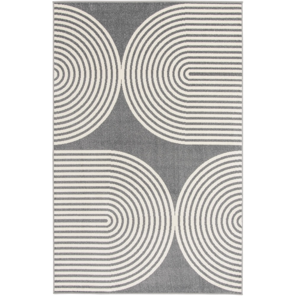 Loomaknoti Terrace Tropic Milburm 6' x 9' Geometric Indoor/Outdoor Area Rug , Gray/White