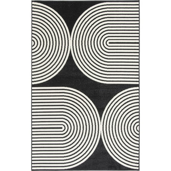 Loomaknoti Terrace Tropic Milburm 9' x 12' Geometric Indoor/Outdoor Area Rug , Black/White