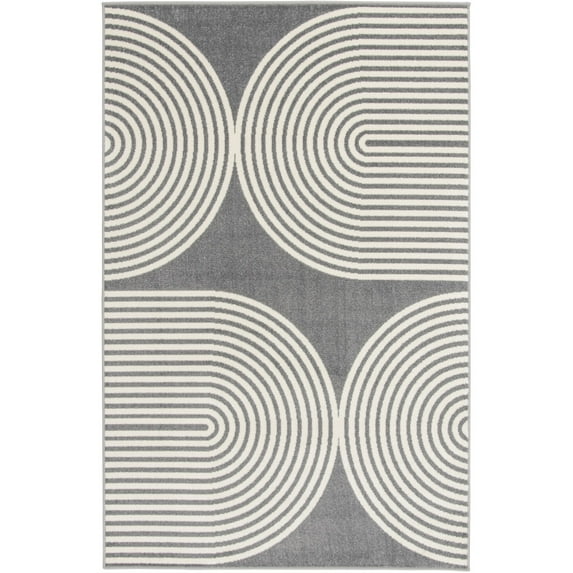 Loomaknoti Terrace Tropic Milburm 9' x 12' Geometric Indoor/Outdoor Area Rug , Gray/White