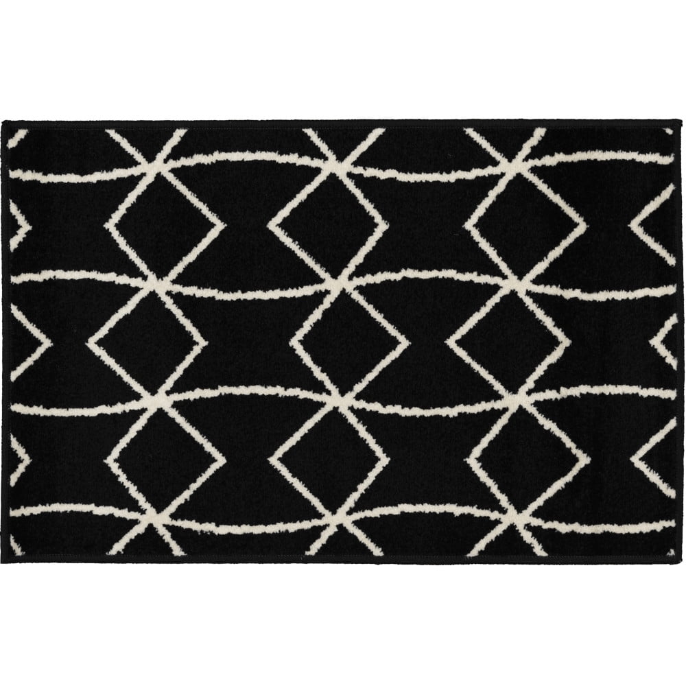 Loomaknoti Terrace Tropic Tamariez 2' x 3' Geometric Indoor/Outdoor Runner Rug , Black/White